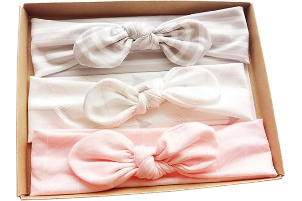 Bllatta Bandeaux de Cheveux Bébé Fille Bandeau Nouveau-Né Accessoire de Photographie de Cheveux Bande Cadeau Bébé Fille 3Pcs