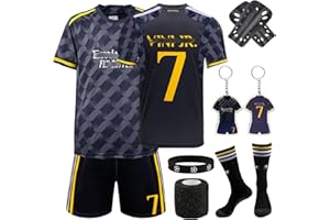 KITIMI Football Kits for Kids Boys, Home Away Soccer Jerseys, Football Kits 2025 Football Training Kits Include Shirts, Shorts, Guard Plate, Keychain and Socks, Gift for Kids Fans