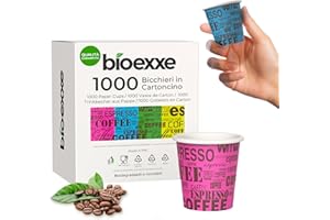 bioexxe 1000 vasos cafe desechables de 75ml vasos desechables biodegradables - soportan bebidas hasta 85°/90°- Tamaño pequeño para espresso italiano (Rainbow)