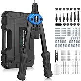 JiGiU 2 in 1 Riveter Nut Riveter and Riveter Gun | with M3 M4 M5 M6 M8 M10 M12 and 5 Rivet Heads 3.2 4.0 4.8 6.0 0.8cm with 1