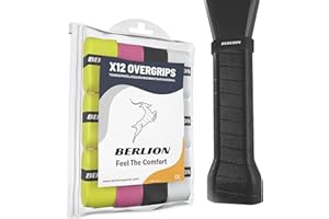 BERLION - 12 Overgrip Padel Pala o Grip Cinta Raqueta Tenis - con Goma o Anillo Protector de Empuñadura Padel Rugoso