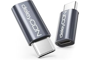 deleyCON Micro USB auf USB-C Adapter (2 Stück) USB C Stecker auf Micro USB Buchse Adapter OTG Kompatibel mit iPhone, iPad, Galaxy, Typ-C Handys, Tablets, Kameras, Notebooks Usw.