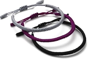 LUCKY BUDDHIST - Set of 3 tibétain Bracelet porte-bonheur pour adolescents, hommes et femmes – Bracelets d'amitié tressés – Fait à la main avec amour – Style Tibet – Bracelet Nylon réglable
