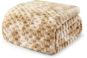 Exclusivo Mezcla Kuscheldecke Fleece Decke, Flauschige Sofadecke 150 x 200 cm, Jacquard-Überwurfdecke Wohndecke Tagesdecke, Warm und Leicht für Ganzjahreszeit, Kamel