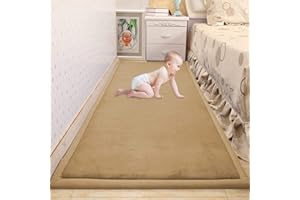 Waigg Kii Grand tapis de jeu pour bébé en velours corail doux, antidérapant, tatami, tapis de yoga, pour salon, chambre à coucher (90 x 200 x 2 cm, marron)