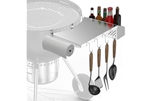 onlyfire Tavolino da Barbecue per Griglie a Carbonella Weber Master-Touch e Original Kettle da 57 cm, Tavolino da Griglia Aggiornato con Portasciugamani in Rotolo di Carta e Scatola per Condimenti