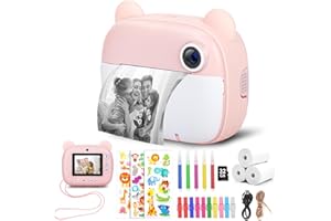 HIGSPE HEGSPE Appareil Photo Instantané Enfant, 2,4" Appareil Photo Creator, 2.5K HD Appareil Photo Enfant Impression Numérique avec 32GB Carte, 3 Rouleaux Papier d'impression, Jouets Cadeaux pour 3-12 Ans