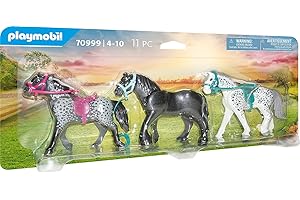 Playmobil 70999 3 Chevaux : Frison, Knabstrupper et Andalou - Country - avec des Chevaux et des Accessoires - Le Club d'équitation - Animaux & Nature - Dès 4 Ans