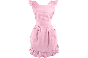 LilMents Retro-Schürze mit Rüschen und Taschen, anpassbar auf verschiedene Größen