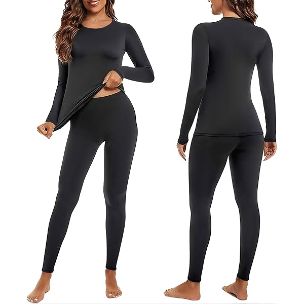 UNIQUEBELLA Thermo-ondergoed met lange mouwen, thermo-onderdeel, fleecevoering en sneldrogend, Zwart, XXL