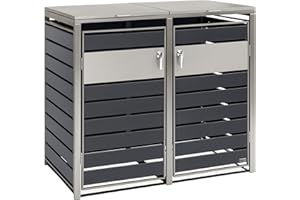 Zelsius Mülltonnenbox 2er Mülltonnen | (B) 132 x (T) 80 x (H) 117 cm | Anthrazit | inkl. Erweiterungsmöglichkeit | Mülltonnenverkleidung, Garten Müllbox, Müllhaus, 2 Tonnen