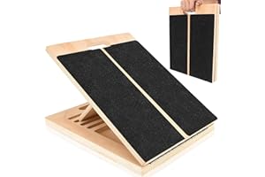 Cnwinu Professional Wooden Slant board,Adjustable Calf Stretcher with Detachable Wooden Balance Board,Portable 2-in-1 Fitness Boards Suitable for Home and Gym