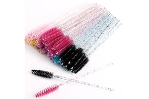 ‎MSQ MSQ 60 Pack Einweg Wimperntusche Zauberstäbe Augenbrauenbürsten Applikator 6 Farben Make-up Kosmetikbürste Mit Kristallgriff Für Wimpernverlängerung