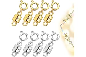 Kireida® 8 Stück Magnetischer Karabinerverschluss, Magnetische Halskettenverschlüsse,Einfach zu Verwenden,für Personalisierte Halsketten,Armbänder,Fußkettchen (Gold, Silber)