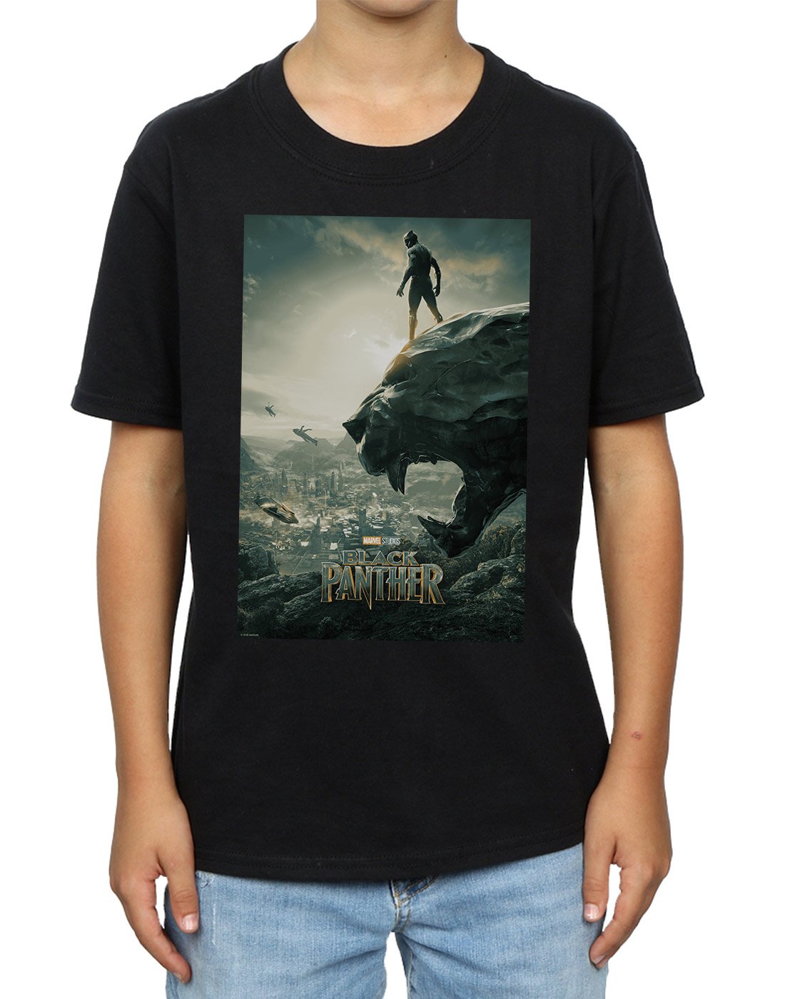 Marvel-Jungen-Black-Panther-Poster-T-Shirt
