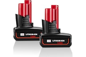 JYJZPB 2pcs 12V 5.5Ah Li-Ion Batería de Repuesto para Milwaukee M12 48-11-2401 48-11-2402 48-11-2412 48-11-2440 48-11-2420 48-11-2460 48-11 -2410 48-11-2411 Herramienta Inalámbrica