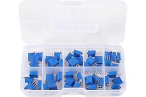 DORHEA 50PCS 50 Stück 3296 W Multiturn-Trimmerpotentiometer-Set, 10 Werte, 500 Ohm bis 1 M Ohm, 3296 Variabler Widerstand, elektronisches DIY-Set