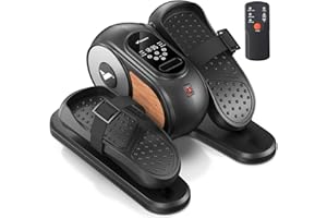 MERACH Máquina Elíptica Eléctrica, Mini Elíptica Silenciosa y Portátil para el Hogar y Oficina, con Control Remoto, Pantalla LCD, Correas para Piernas, 12 Velocidades, Ideal para Mayores y Adultos