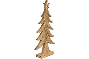 ‎EGLO LIVING EGLO LIVING Deko Baum Baliguian, Weihnachtsdeko groß, Bodendeko Wohnzimmer, Dekofigur Weihnachten, Adventsdeko aus Holz in Natur und Metall in Gold, 62,5 x 25 cm