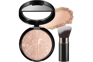 SHEBEEDO Colour Correcting Powder Foundation with Brush, Baked Foundation for Mature Skin, Brighten Illuminating Color Correcting foundation, Medium to Full Coverage, Oil-Control Smooth Makeup