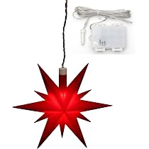 Amazon.de: ***Weihnachtsstern aus Kunststoff in rot, fr Innen und Auen  geeignet, inkl. LED Beleuchtung und 6h Timer, fr Batteriebetrieb. Mae  L/B/H: 13,5 x 5,5 x 12 cm.