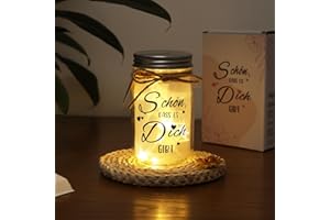 JVURICE LED Flaschenlicht, Schön dass es Dich gibt, Beleuchtete Flasche Mit Spruch, für frauen, Glückslicht Dekolicht für Geburtstag Hochzeit,Weihnachten, Spardose Hochzeitsgeschenk