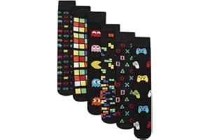 SOXY Mens 6 Pack Retro Games Socks Cotton Rich Designer Socks, Multi, UK 6-11 (EU 39-45) MENS