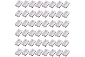 OHYER 50 Pièces Boîte Aquarelle Plastique Vide Aquarelle Casseroles Boîte de Peinture à Palette Portable Plastique Demi Casseroles pour Artiste et Amateur de Peinture Blanc (19 x 16 x 10mm)