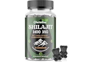 ‎CHEROLINE Shilajit-Gummis 1400 mg Hochdosiert, Reines Himalaya-Shilajit mit Chaga und Ashwagandha, 85+ Mineralien, Reich an Fulvosäure, Authentischer Geschmack, Zuckerfrei, Vegane Gummis (60 Stück (1er Pack))