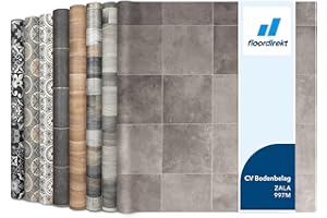 Floordirekt, Atlantic Zala 997M - Rivestimento per pavimenti in vinile, su misura al metro, per cucina e balcone, effetto legno o piastrelle, robusto e facile da pulire, 200 x 200 cm