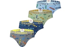 Trendy Boy Slip in Cotone per Ragazzi Intimo 8-16 Anni Mutande per Bambini Confezione da 4 pezzi Multicolore Design Italiano Ultra morbido