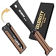 Japanese Pruning Saw Foldable, GLORITY 140mm Handsaw with Double Edges of 13/14 TPI, SK5 Blade and Three Sided Grinding Gear Design, Portable Japanese Saw for Woodworking & DIY