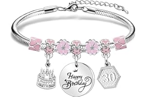 Poaemki Sweet Birthday Gift for Girls Women Happy Birthday Charm Bracelet 13th 16th 18th 21st 30th 40th 60th 70th Birthday Gift for Sister Daughter Friend
