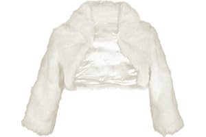 Flora Ivory Faux Fur 3/4 Long Sleeve Bridal Shrug/Wedding Bolero/Collar Jacket