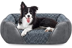 JOEJOY Legowisko dla psa, średniej wielkości, puszyste, nadaje się do prania, antypoślizgowe, odporne na strach, dla średnich i dużych psów i kotów, 76 x 61 x 23 cm
