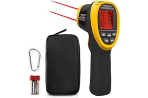 AOPUTTRIVER Termometro a infrarossi, termometro senza contatto -58℉~1472℉ (-50℃~800℃), rapporto punto distanza 16:1, con umidità, temperatura ambiente e punto di rugiada, allarme temperatura【NON per uso umano】