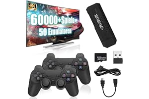 X2 Plus Retro Emulator Konsole 4K, Game Stick mit 256G Speicherplatz 60000+ Spieleklassiker 50+ Emulatorens, Plug & Play mit 2 x 2.4G Wireless Controllern für Bildschirme