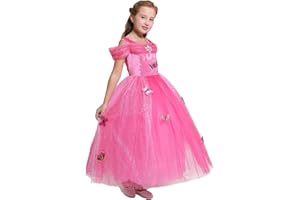 Lito Angels Disfraz de Princesa Cenicienta Bella Aurora con Mariposa para Niña, Vestido de Fiesta de Cumpleaños Halloween