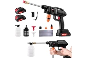 Dibaful Akku Hochdruckreiniger 1500W 21V 60 Bar | Tragbarer Mobiler Pistole mit 2 Akku | Waschpistole 3-in-1 Verstellbare Düse 5M Schlauch für Auto Boden