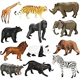 Achort Figurine Animaux, 12 Pièces Mini Animaux Forêt Ensemble de Jouets Ferme Jouet Réalistes en Animaux Plastique pour Garç