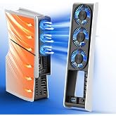 HUIJUTCHEN PS5 Slim i&ccedil;in LED fan, y&uuml;kseltilmiş otomatik ON/OFF PS5 ince soğutucu ara&ccedil; sıcaklık sens&ouml;r&uuml; soğutma fanı PS5 Slim 