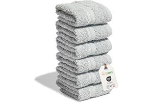 nice homeit - Set 6 Seiftücher 30 x 30 cm – Mini-Handtücher für Gesicht und Gäste, 100% Baumwolle, weich, saugfähig, waschbar – für Bad, Küche, Make-up und Reisen – Made in Italy (grau)