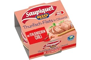 ‎SAUPIQUET RIO MARE Saupiquet Rio Mare Thunfisch-Filets in Olivenöl mit italienischem Chili, Feinstes Olivenöl, Echter italienischer Geschmack, 130g