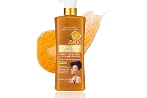Vitamin C Turmeric Body Scrub & Wash, daglig exfoliant & Cleanser för djup rengöring, fuktgivande duschgel för män och kvinnor, 1000 ml