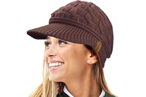 TOSKATOK Gorro de Invierno con Forro Polar con Forro Polar de Peluche R80 cálido de Punto de Cable con Pico para Mujer