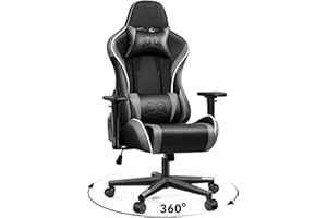 OneGame Gaming Sthul, Ergonomischer Computer Gamer Chair 3D Armrests Bürostuhl höhenverstellbar Drehstuhl mit Verstellbare hohe Rückenlehne 150KG, Grau