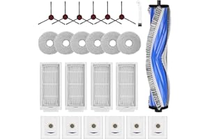 LOMPYEU 24 Pezzi di Kit di Accessori per ECOVACS DEEBOT T30 Omni / T30 Pro Omni, Saprdii 1 Spazzola a Rullo Principale,1 Spazzola, 6 Spazzole Laterali, 4 Filtri,6 Salviette, 6 Sacchetti Polvere
