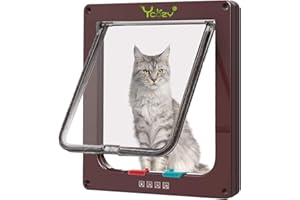 Ycozy Ultradünne Katzentüren, maximale Dicke 2.5 cm, 4-Wege-Verriegelung, Katzenklappe für den Innenbereich, Haustiertür für Katzen, Kätzchen, kleine Hunde, Schränken, Wänden