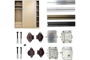 Evotrade Sistema de Herrajes para Puertas Corredizas para 2 o 3 Hojas - Riel de 2 METROS + Carretillas - Color a Elección - Peso Máximo por Hoja 55KG (2 Hojas, Riel de Aluminio)