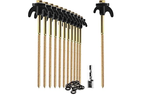 COM-FOUR® 12x tältpinnar, robusta stålpinnar med tråd- och rephållare